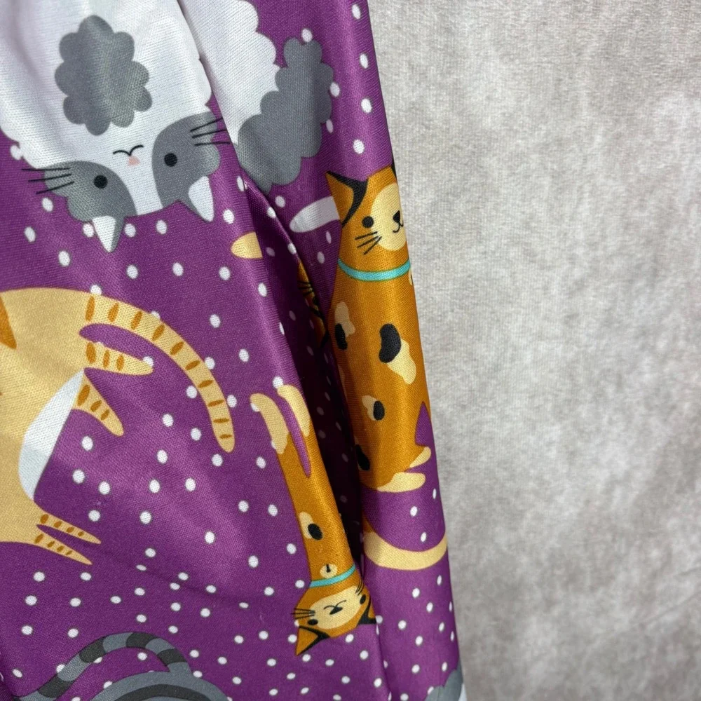 Anthony Richards House Dress Women Size XL Purple Cat Polka Dot Muumuu Nightgown